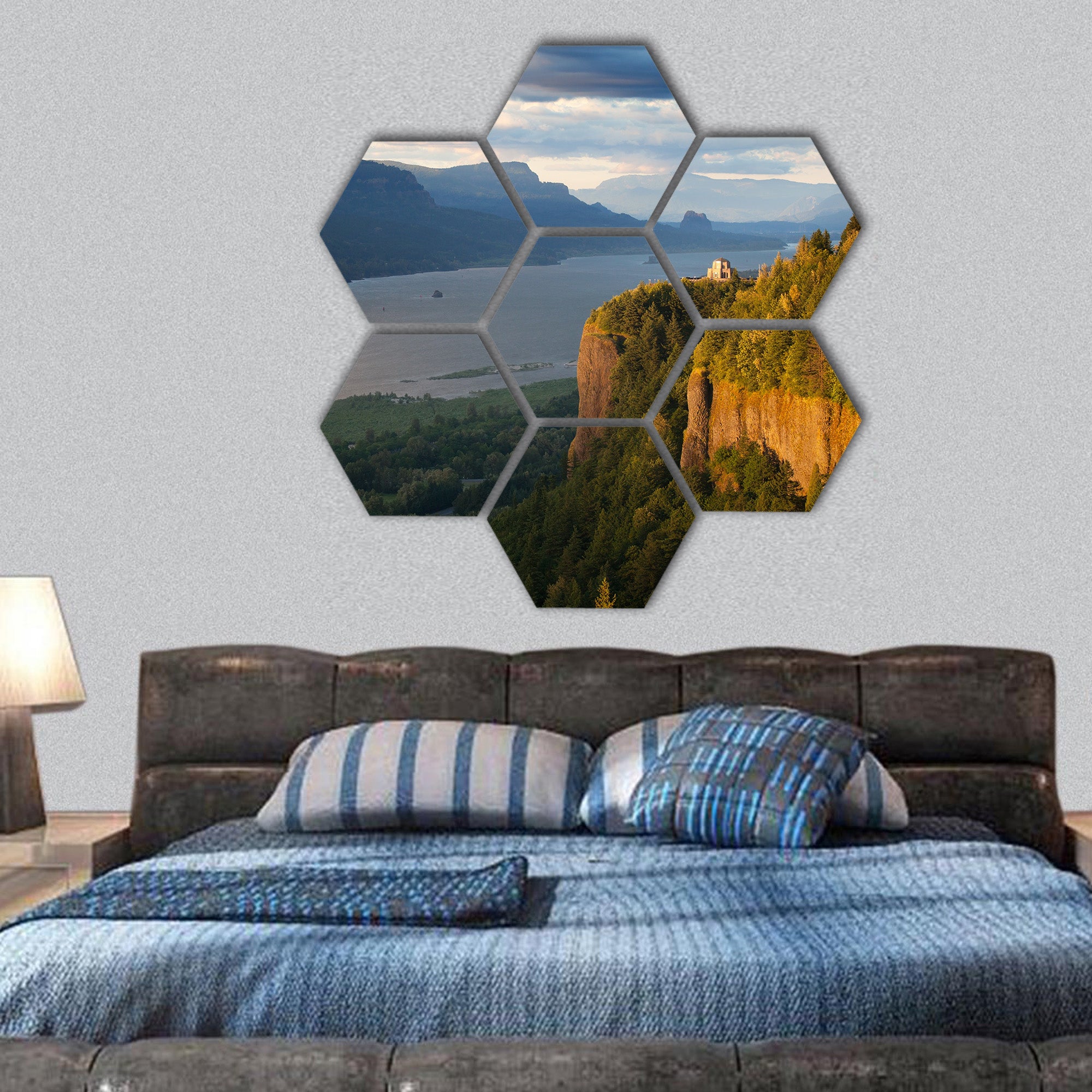 Columbia River and the Gorge hexagonal canvas wall art