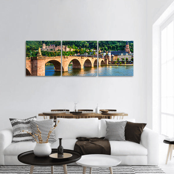 Heidelberg town,old bridge and houses,Germany  panoramic canvas wall art
