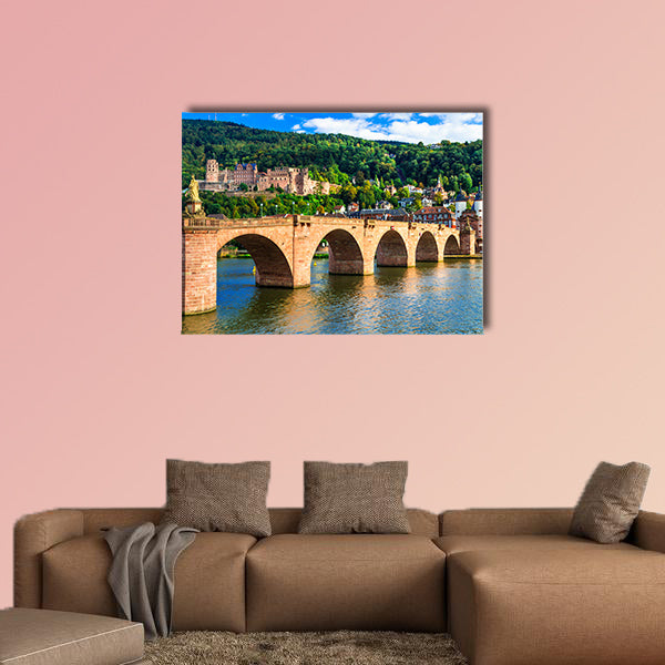  Panoramic view of Heidelberg town, old bridge and houses, wall art