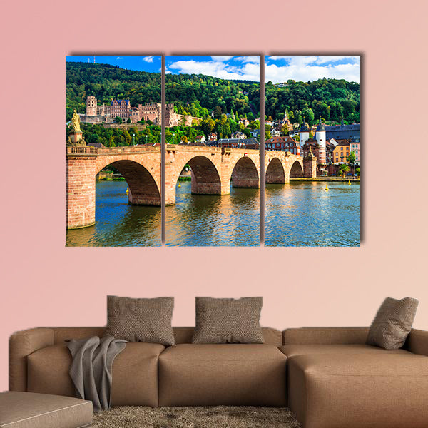  Panoramic view of Heidelberg town, old bridge and houses, wall art