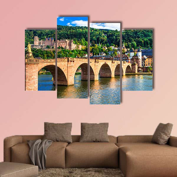  Panoramic view of Heidelberg town, old bridge and houses, wall art