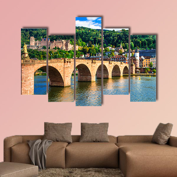  Panoramic view of Heidelberg town, old bridge and houses, wall art