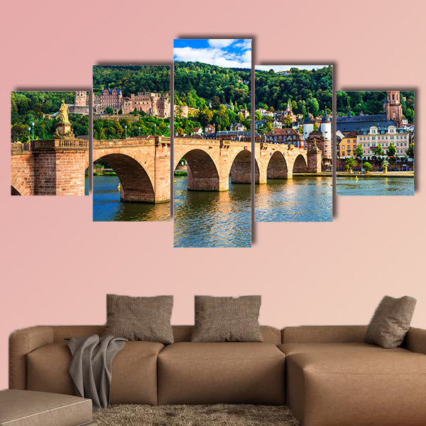  Panoramic view of Heidelberg town, old bridge and houses, wall art