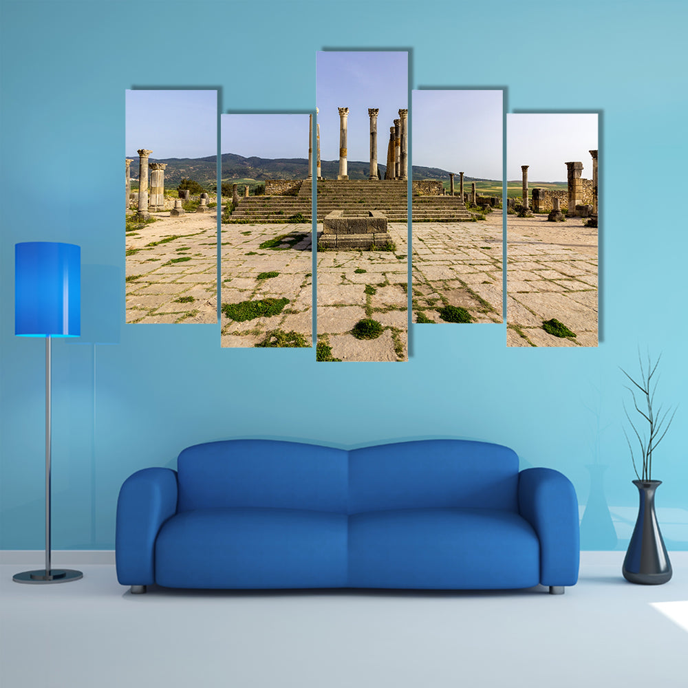 Capitoline Temple at archaeological Site of Volubilis, multi panel canvas wall art