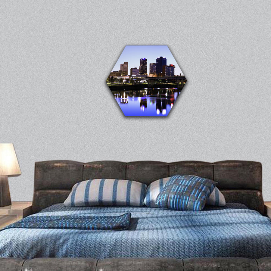 Evening in Little Rock, Arkansas hexagonal canvas wall art