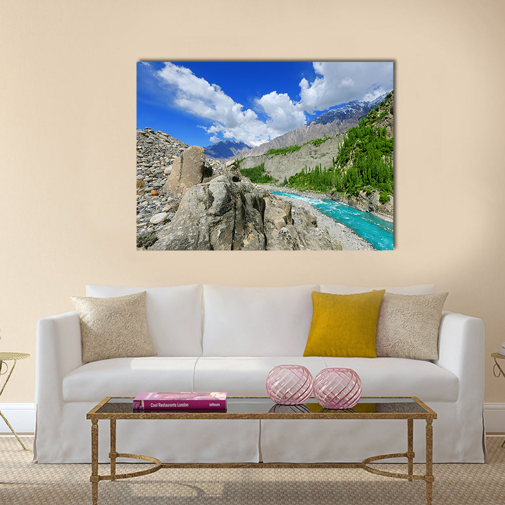 Beautiful River at Hunza Valley Pakistan. multi panel canvas wall art