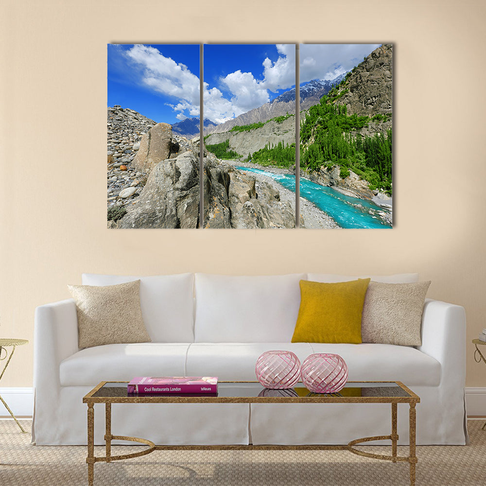 Beautiful River at Hunza Valley Pakistan. multi panel canvas wall art