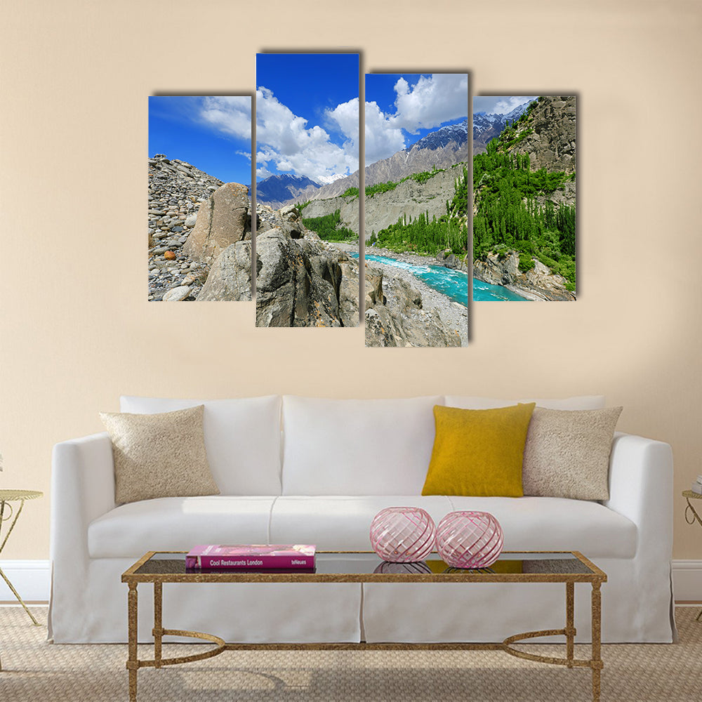 Beautiful River at Hunza Valley Pakistan. multi panel canvas wall art