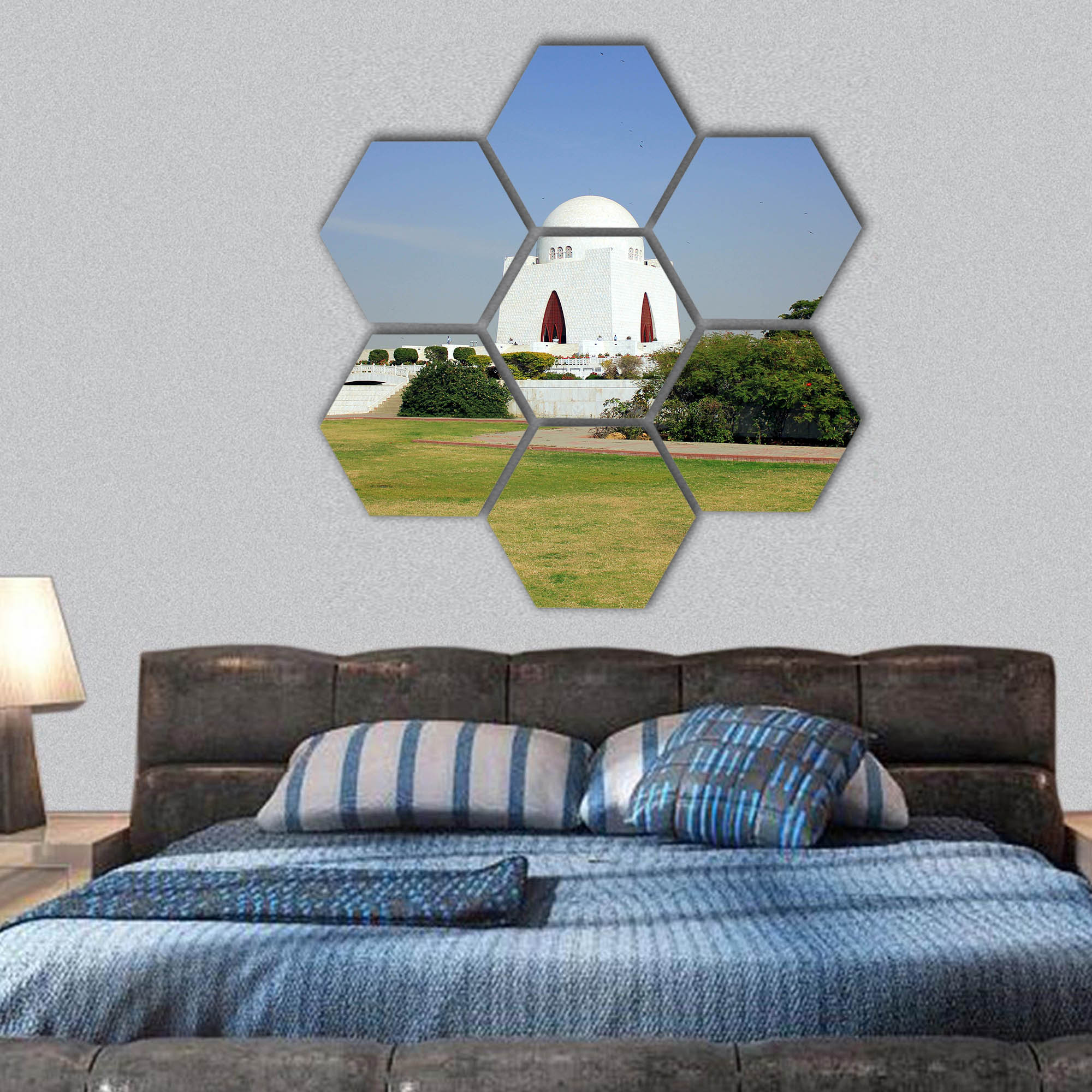 View of Mazar-e-quaid - Mohammad Ali Jinnah, Karachi hexagonal canvas wall art