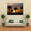 Sunrise and palm trees in The Gambia, West Africa Multi Panel Canvas Wall Art