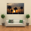 Sunrise and palm trees in The Gambia, West Africa Multi Panel Canvas Wall Art