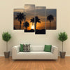 Sunrise and palm trees in The Gambia, West Africa Multi Panel Canvas Wall Art