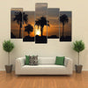 Sunrise and palm trees in The Gambia, West Africa Multi Panel Canvas Wall Art