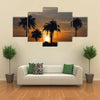 Sunrise and palm trees in The Gambia, West Africa Multi Panel Canvas Wall Art