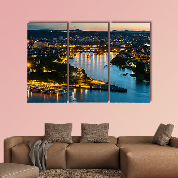View of Deutsches Eck and the oldtown of Koblenz, Germany wall art