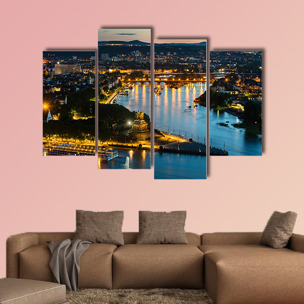View of Deutsches Eck and the oldtown of Koblenz, Germany wall art