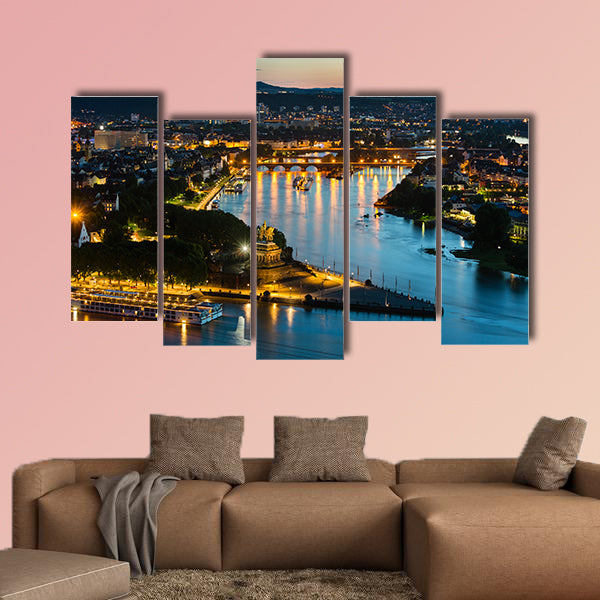 View of Deutsches Eck and the oldtown of Koblenz, Germany wall art