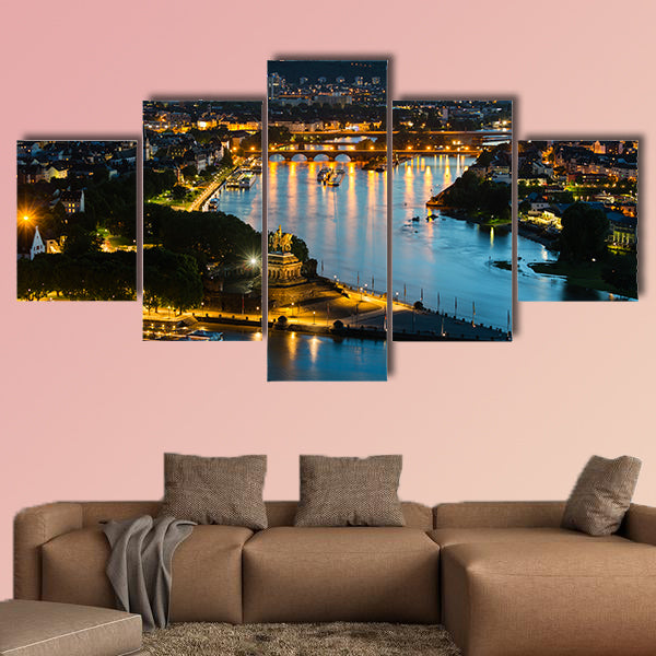 View of Deutsches Eck and the oldtown of Koblenz, Germany wall art