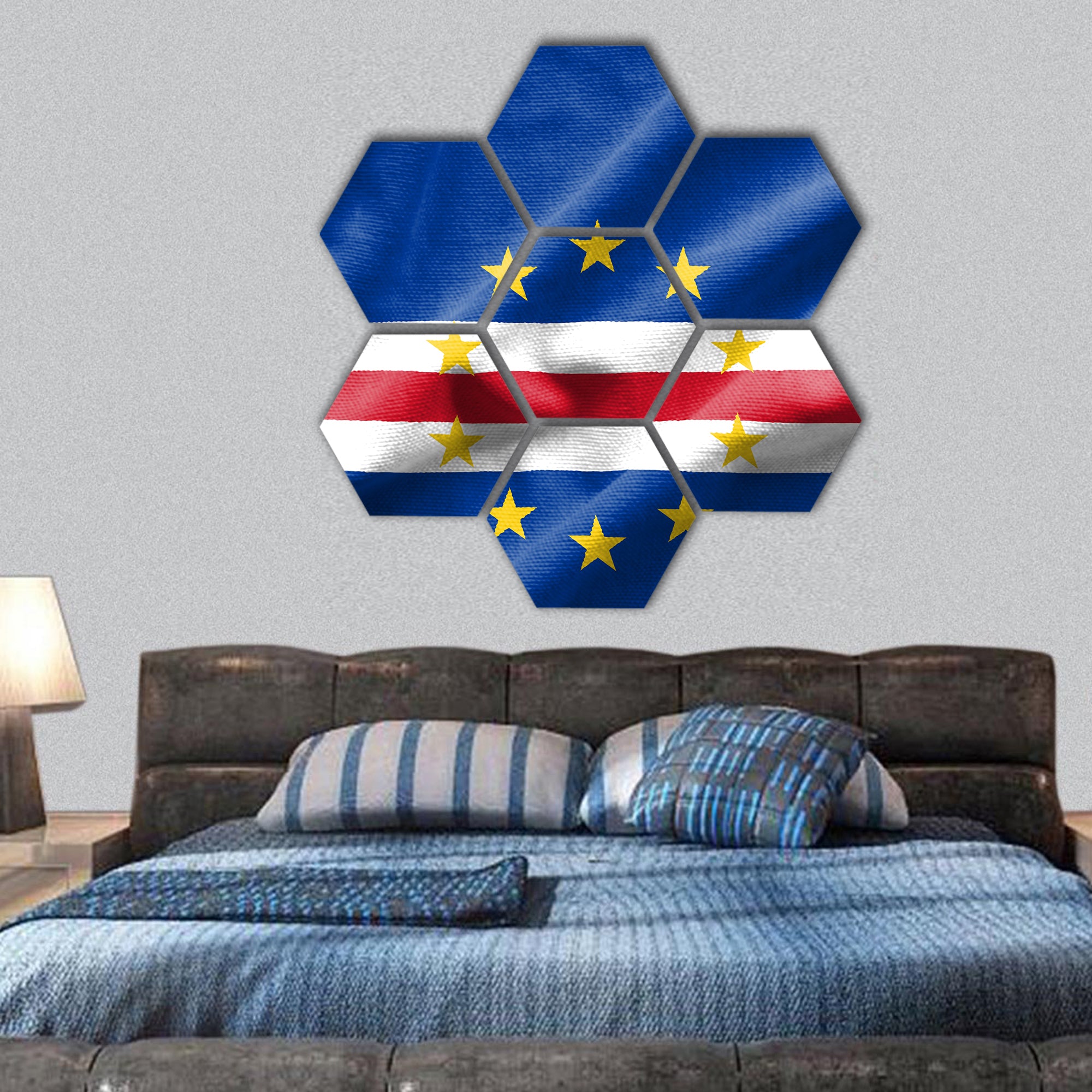 Flag of Cape Verde hexagonal canvas wall art