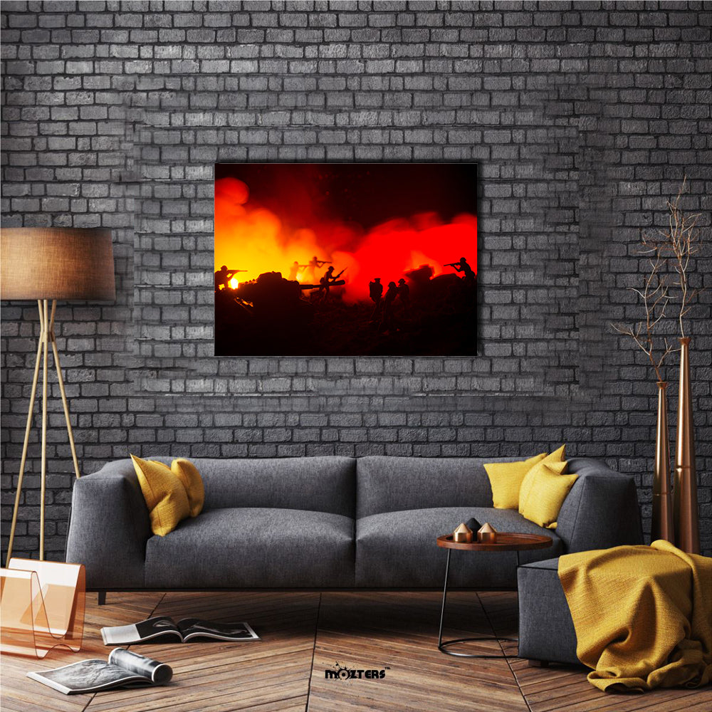 Military Silhouette Giving A Scene Of War Multi Panel Canvas Wall Art