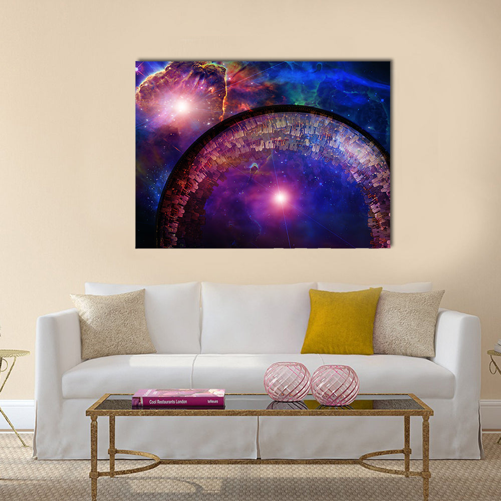 Large City ship in deep space Multi Panel Canvas Wall Art