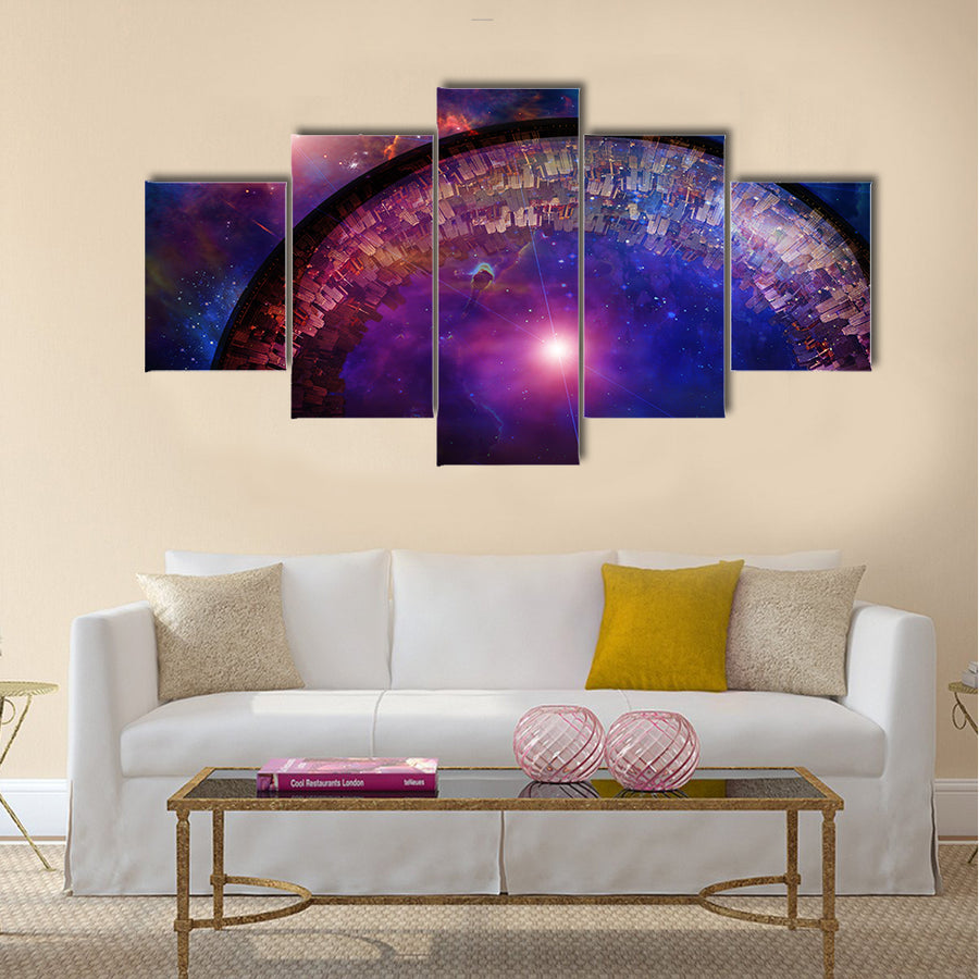 Large City ship in deep space Multi Panel Canvas Wall Art