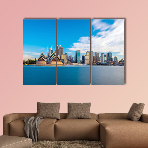 Downtown Sydney skyline with blue sky in Australia multi panel canvas wall art