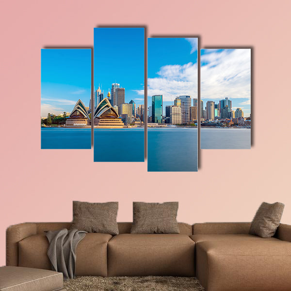 Downtown Sydney skyline with blue sky in Australia multi panel canvas wall art