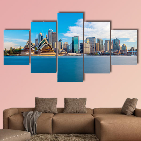 Downtown Sydney skyline with blue sky in Australia multi panel canvas wall art