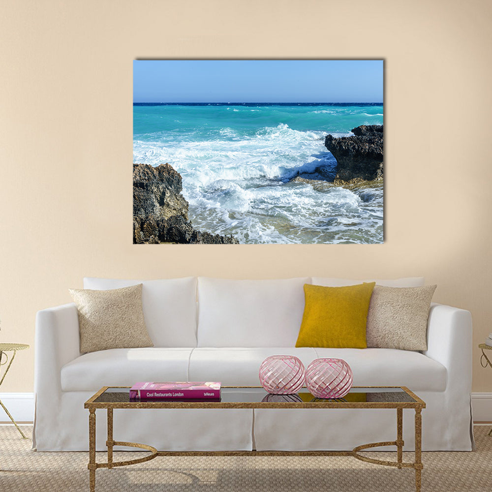 The Mediterranean Sea, The Rocky Shores And The Wave Beat, Multi Panel Canvas Wall Art