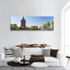 MANNHEIM, GERMANY flower beds frame in water tower panoramic canvas wall art