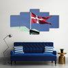 Danish Flag And Danish Ministry Of Defense In Danish Capital Multi Pane Canvas Wall Art