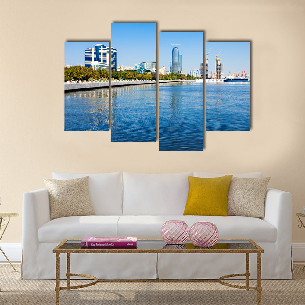 Baku boulevard (the Caspian Sea embankment), Azerbaijan Multi Panel Canvas Wall Art