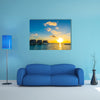 A Couple Enjoys An Idyllic Sunset Stroll Along The Silhouetted Boardwalk Multi Panel Canvas Wall Art