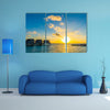 A Couple Enjoys An Idyllic Sunset Stroll Along The Silhouetted Boardwalk Multi Panel Canvas Wall Art