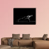 Fitness training. Man doing pushups exercise using dumbbells or weights wall art