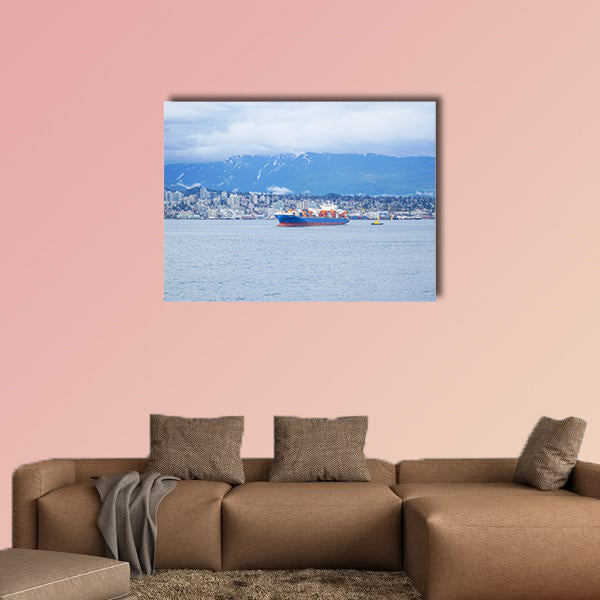 A big vessel at Vancouver Harbour Multi panel canvas wall art