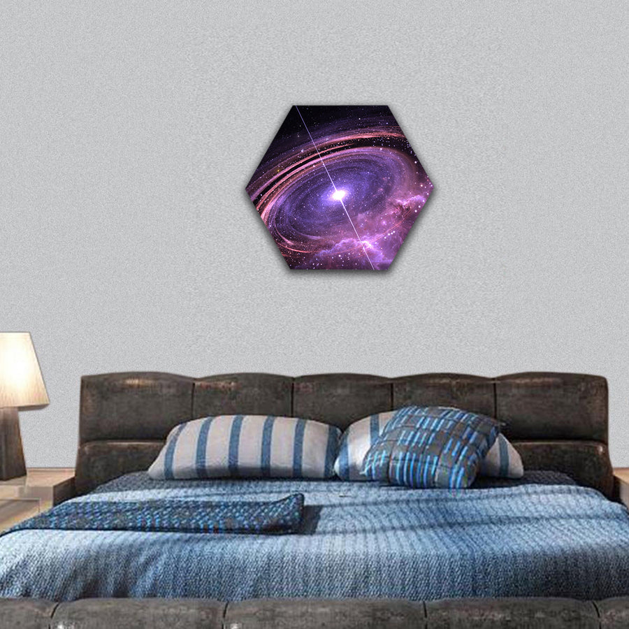 Supermassive star with X-rays and radiation hexagonal canvas wall art