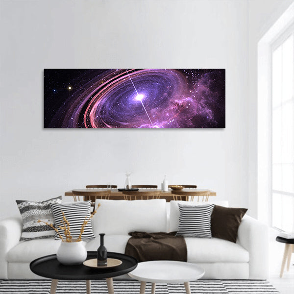 Orbiting accretion disk panoramic canvas wall art