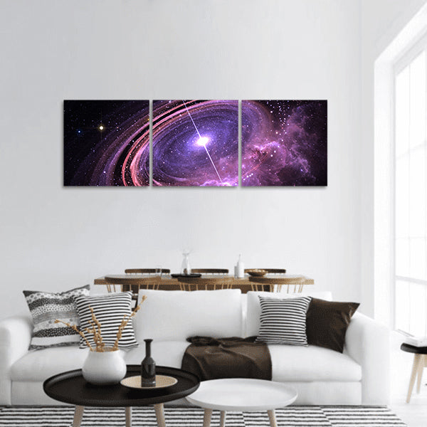 Orbiting accretion disk panoramic canvas wall art