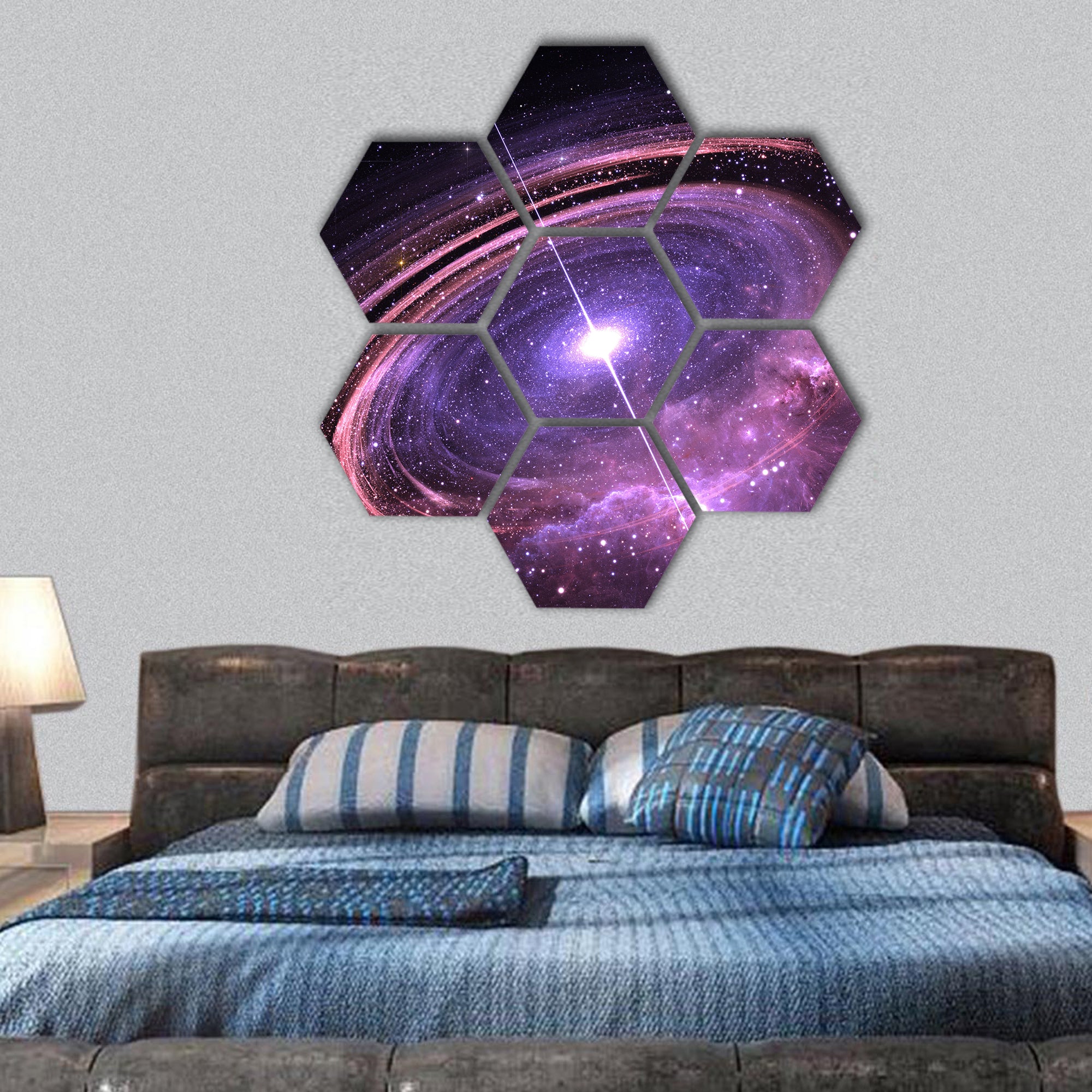 Supermassive star with X-rays and radiation hexagonal canvas wall art