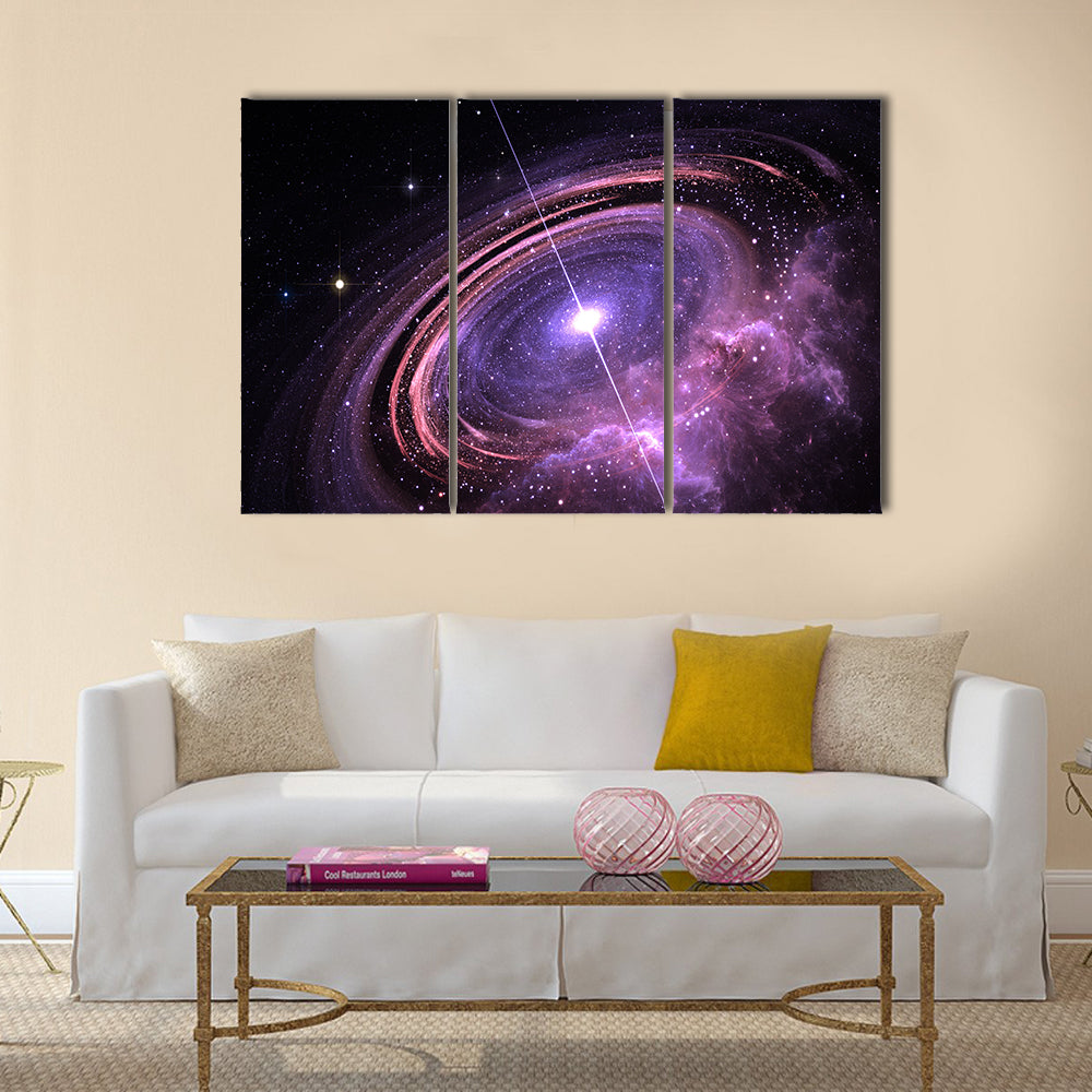 Quasar surrounded by an orbiting accretion disk of gas Multi Panel Canvas Wall Art