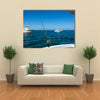 IA Fishing boat in the ocean is engaged in trolling Multi panel canvas wall art