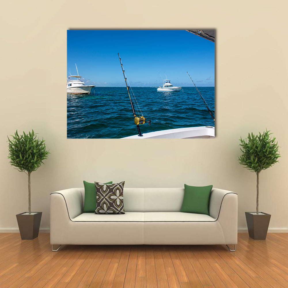 IA Fishing boat in the ocean is engaged in trolling Multi panel canvas wall art