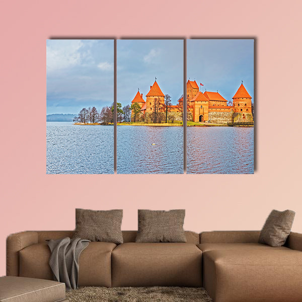 Trakai island castle museum at Galve Lake, near Vilnius, Lithuania multi panel canvas wall art