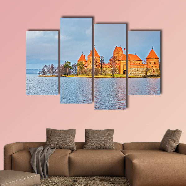 Trakai island castle museum at Galve Lake, near Vilnius, Lithuania multi panel canvas wall art