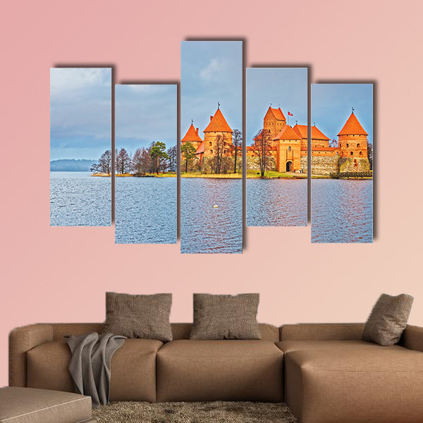 Trakai island castle museum at Galve Lake, near Vilnius, Lithuania multi panel canvas wall art