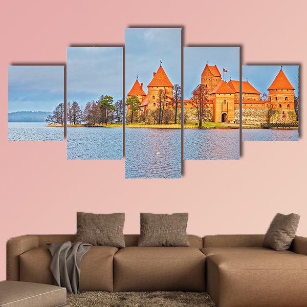 Trakai island castle museum at Galve Lake, near Vilnius, Lithuania multi panel canvas wall art