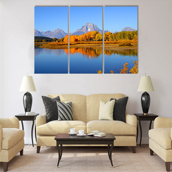 Grand tetons national park from Oxbow bend multi panel canvas wall art