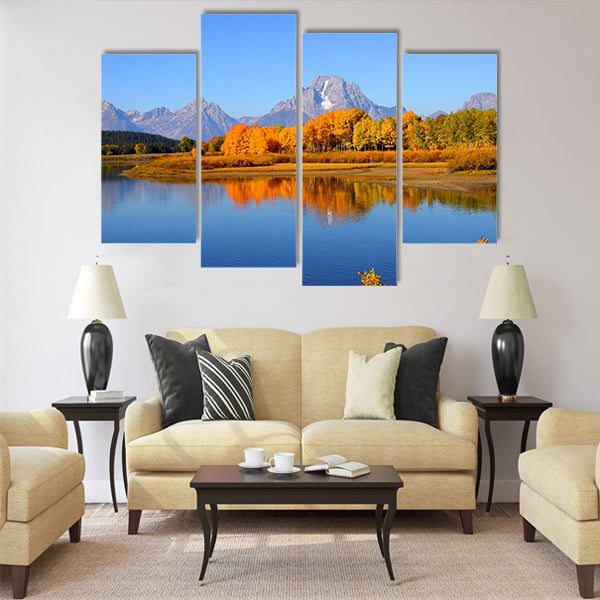 Grand tetons national park from Oxbow bend multi panel canvas wall art